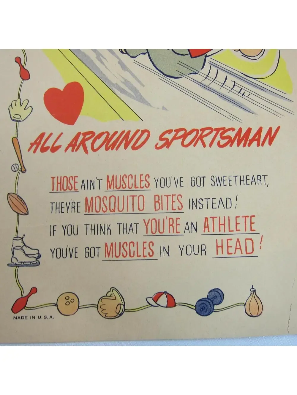 Vintage Vinegar Valentine Sportsman Penny Dreadful Sarcasm Insult Poem Ephemera